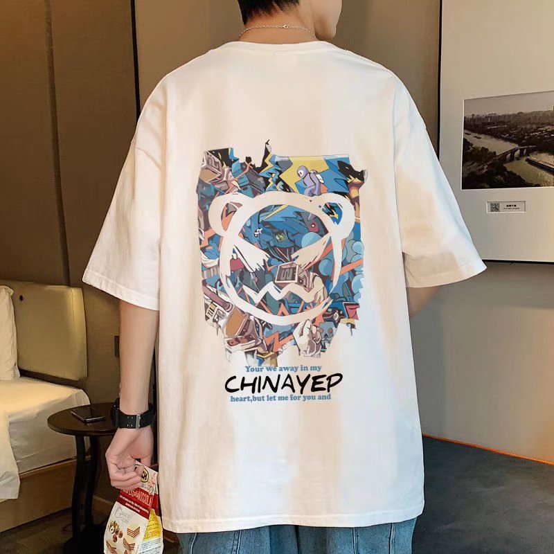 港風惡魔笑臉短袖T恤男寬鬆情侶
