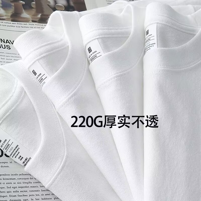 220g精梳棉圓領情侶T恤 黑白重磅短袖