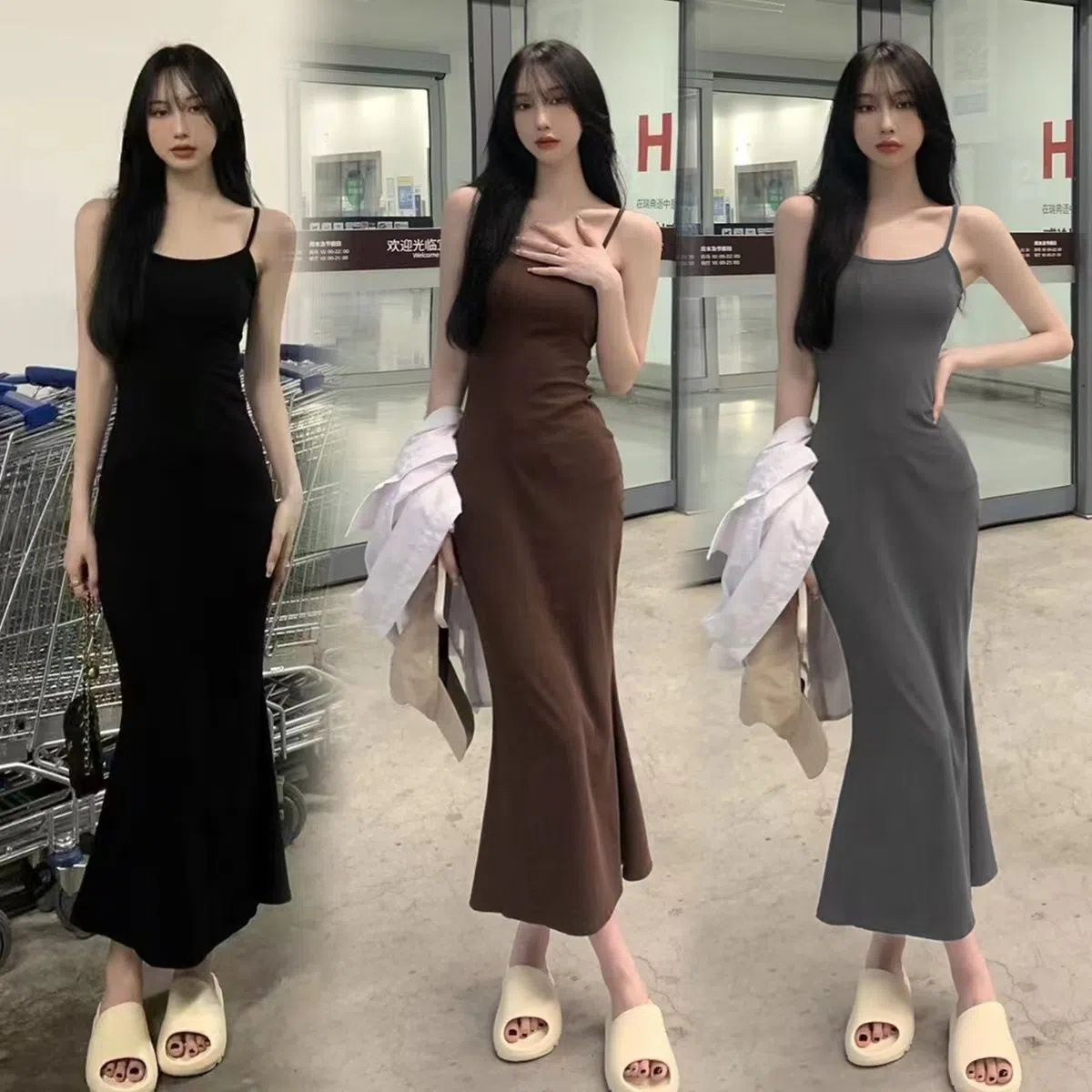 甜辣妹露背魚尾包臀連身裙
