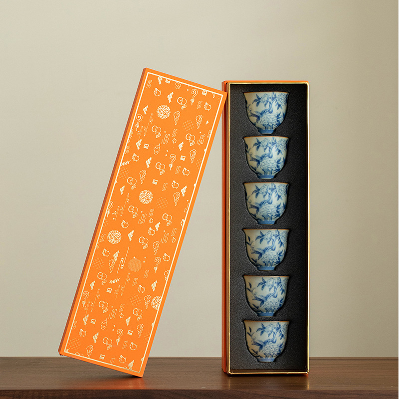 茶杯陶瓷功夫茶具品茗杯青花主人杯单杯手绘白瓷紫砂杯子茶伴手礼