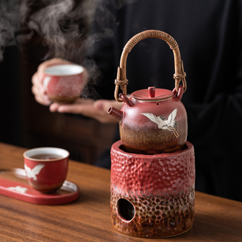 贵器瑞鹤酒精炉煮茶器围炉煮茶提梁壶陶瓷煮茶器家用茶壶全套明火