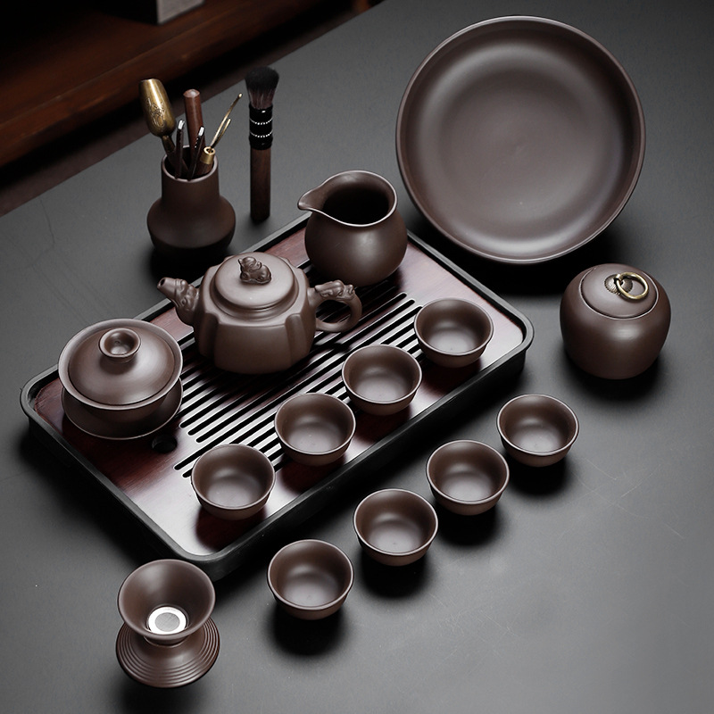 高档紫砂茶具套装家用全套功夫泡茶杯中式办公室茶壶盖碗2023新款