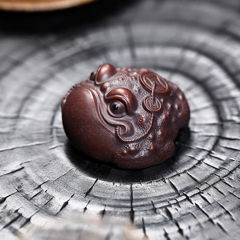 紫砂金蟾茶宠变色可养手工摆件金蟾蜍茶桌茶桌批发