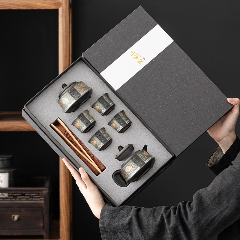 三亩陶紫砂茶具套装 礼盒一壶四杯一罐茶叶罐企业商务伴手礼批发