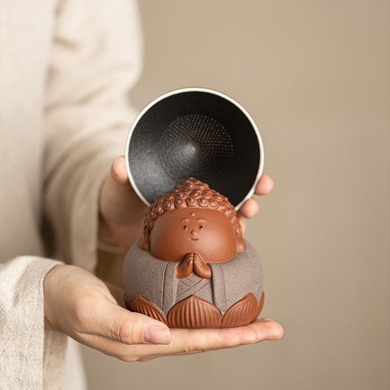 德化茶具紫砂粗陶茶漏家用茶叶过滤网茶宠摆件茶滤可养创意茶文玩