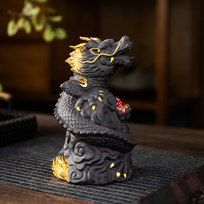 紫砂貔貅茶宠摆件十二生肖龙摆件招财貔貅可养茶水小摆件茶台装饰