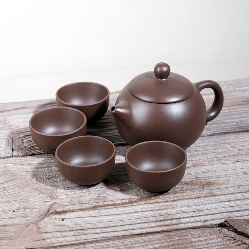 1壶4杯宜兴紫砂壶倒把西施壶家用泡茶壶茶杯套装紫泥倒立手工茶壶
