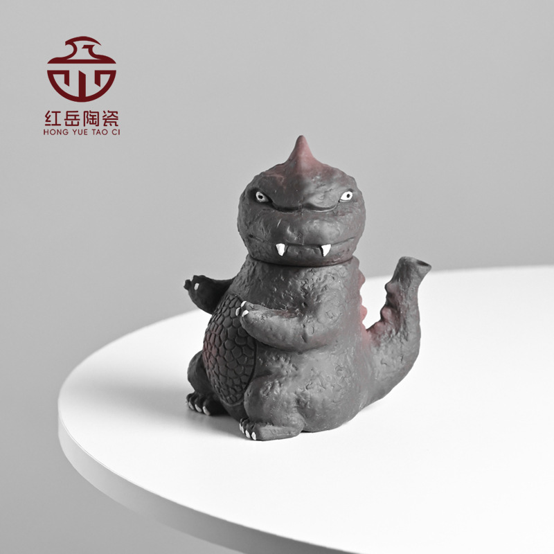 紫砂手工壶创意呆萌小怪兽茶壶家用泡茶单壶功夫茶桌摆件茶器