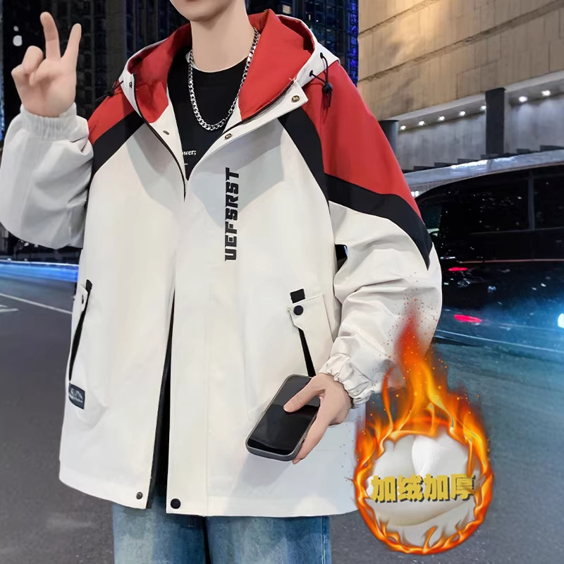 青少年連帽男士夾克秋冬季