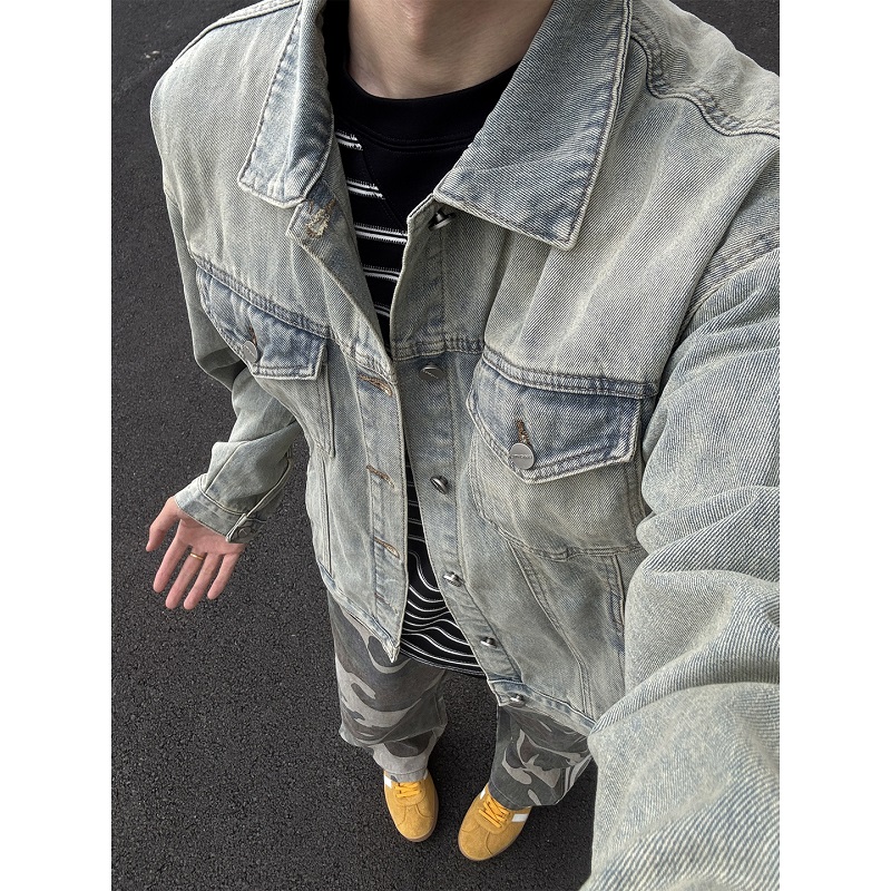 黃泥牛仔外套 男士美式 