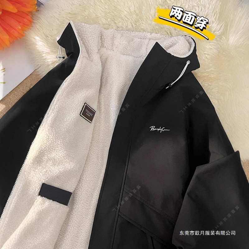 兩面穿潮男棉衣外套