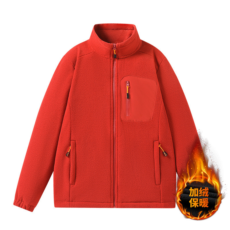 搖粒絨立領抓絨衛衣夾克男