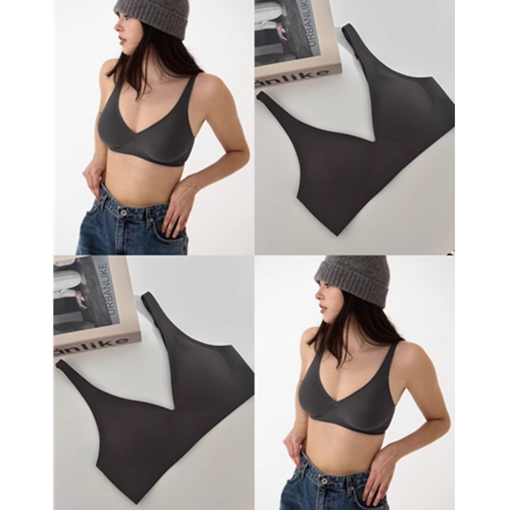 舒适无痕内衣女深V 性感无钢圈小胸聚拢调整型软支撑果冻文胸胸罩