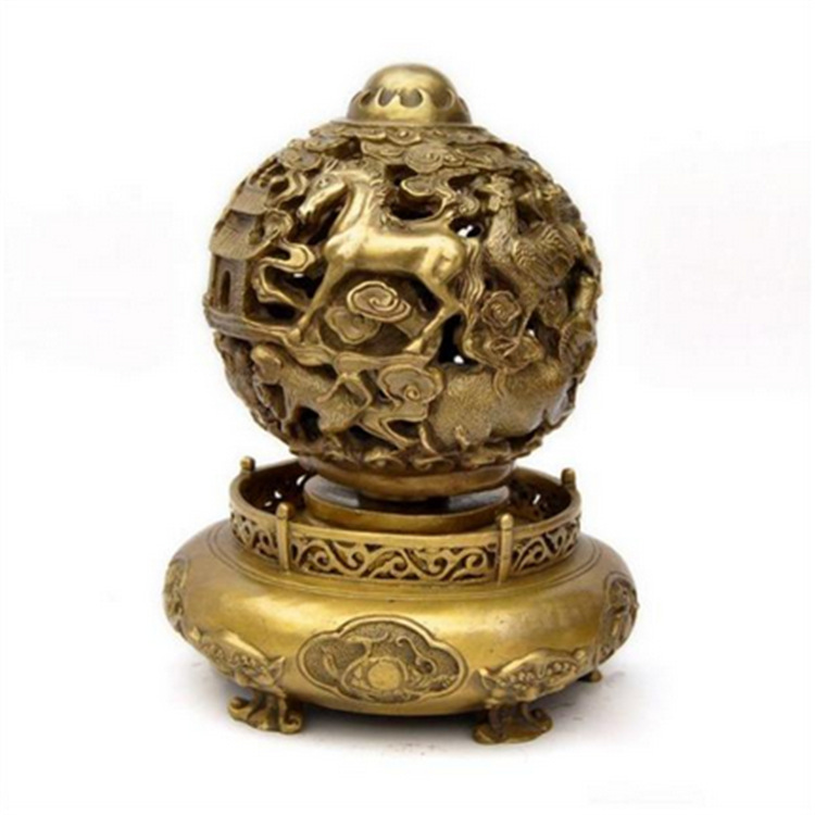 古玩浇筑铜器 仿古九转乾坤鼎 十二生肖铜鼎铜器摆件批发
