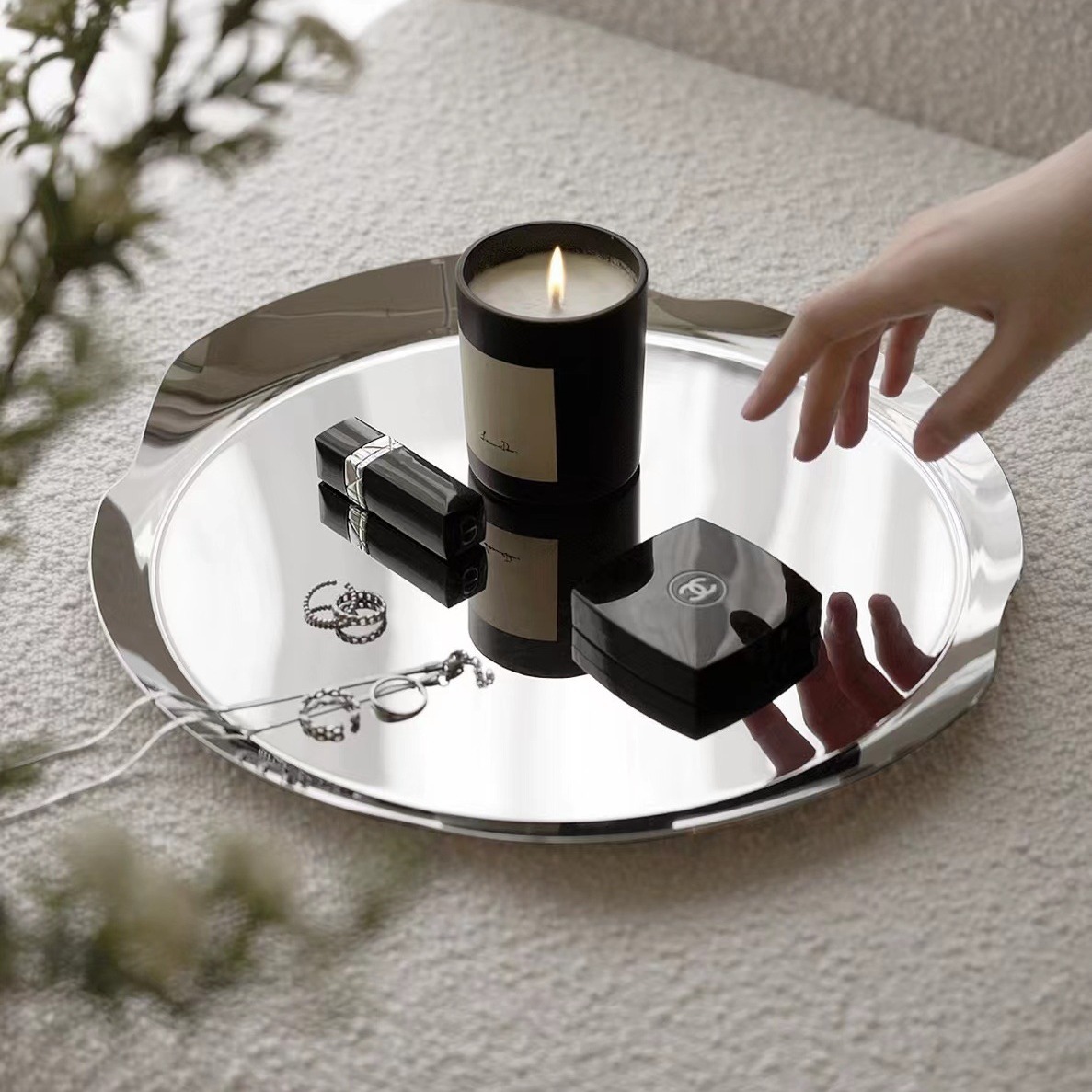 北欧风样板间不锈钢托盘果盘下午茶甜品酒具送人乔迁礼物极简设计