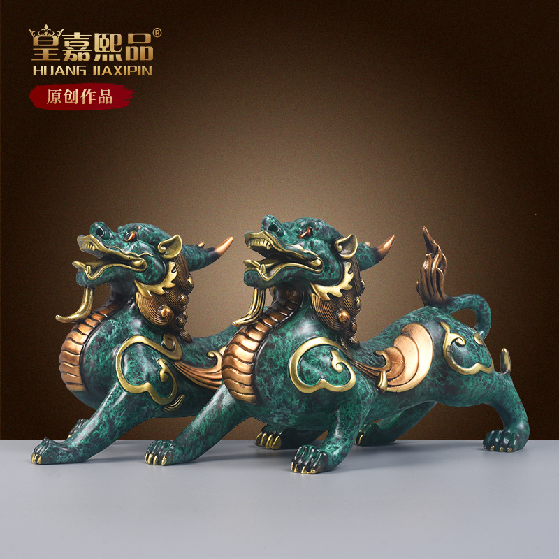 全铜貔貅摆件一对黄铜貔恘皮丘客厅办公室桌店铺开业开张工艺礼品
