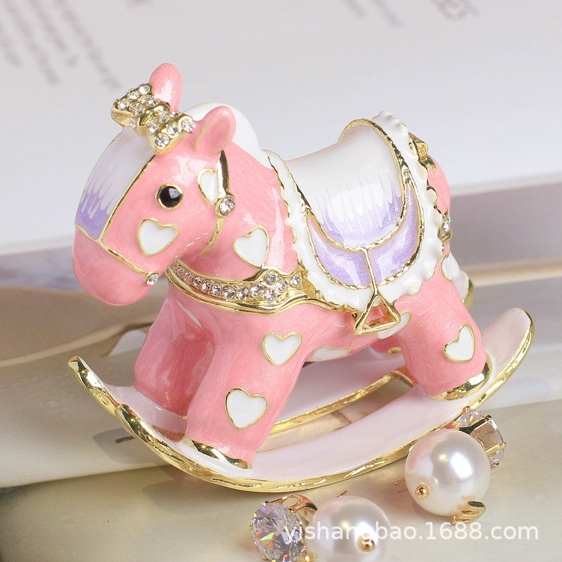 抖音爆款轻奢珐琅工艺品创意礼品生日礼物可爱卡通小马桌面小摆件