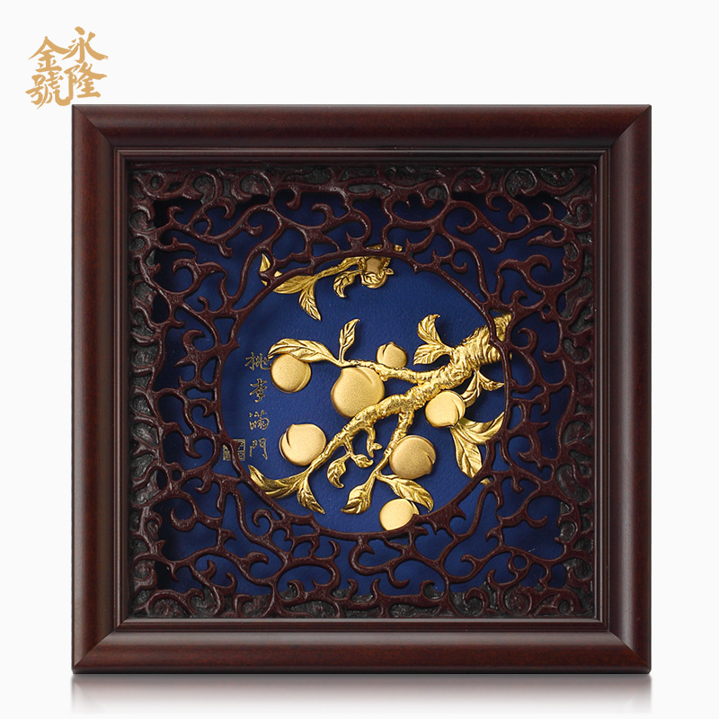 足金金箔画桃李满门毕业送老师教师节礼物创意家居装饰工艺品摆件