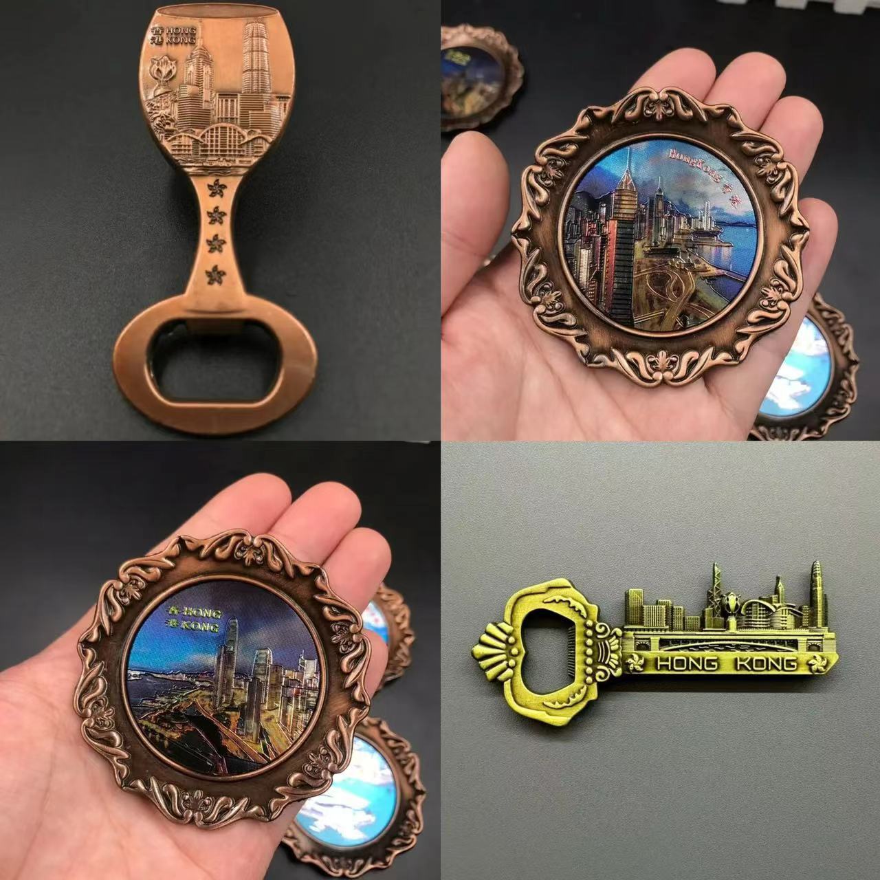 金属香港冰箱贴文创旅纪念品开瓶器磁性贴hongkong工艺品装饰品