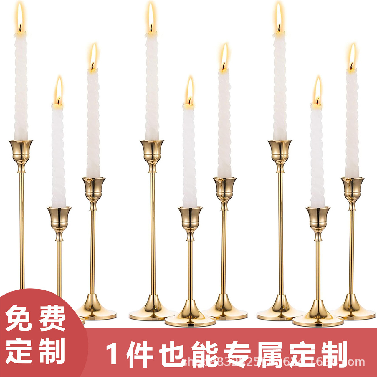 跨境烛台金属铁艺复古摆件黄铜色烛台圣诞装饰婚庆蜡烛摆饰工艺