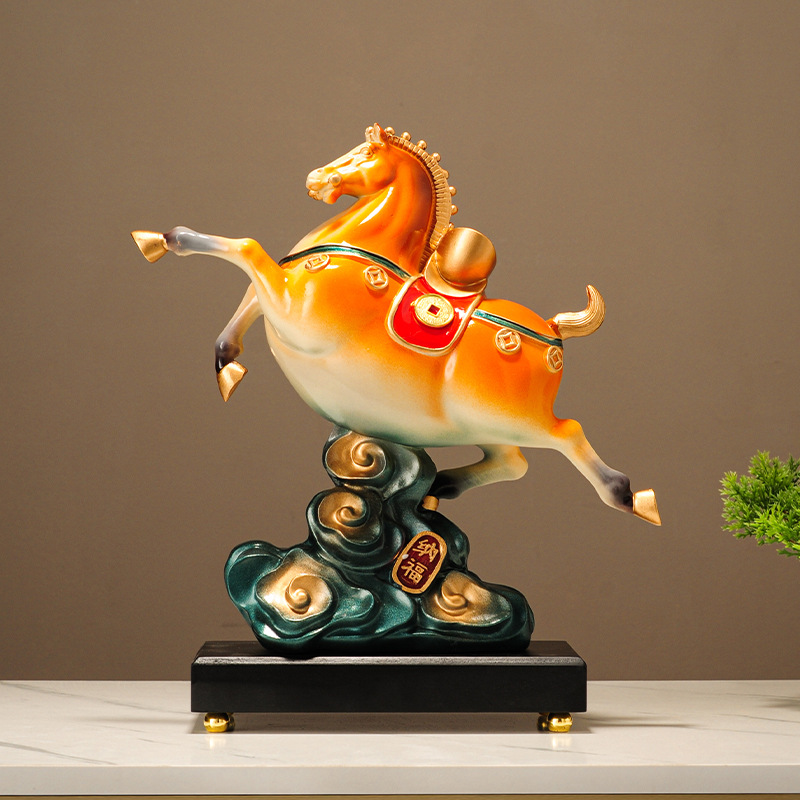马到成功黄铜马摆件新中式高档客厅办公室领导装饰品公司开业礼物